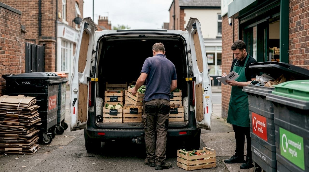 Driver delivers fresh farm produce to grocer