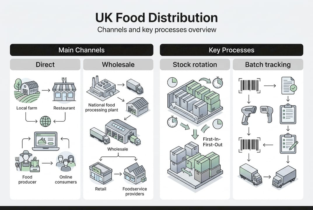 Infographic illustrating UK food distribution channels