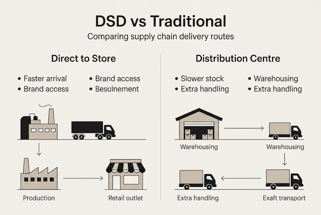 Infographic contrasts direct delivery and traditional distribution