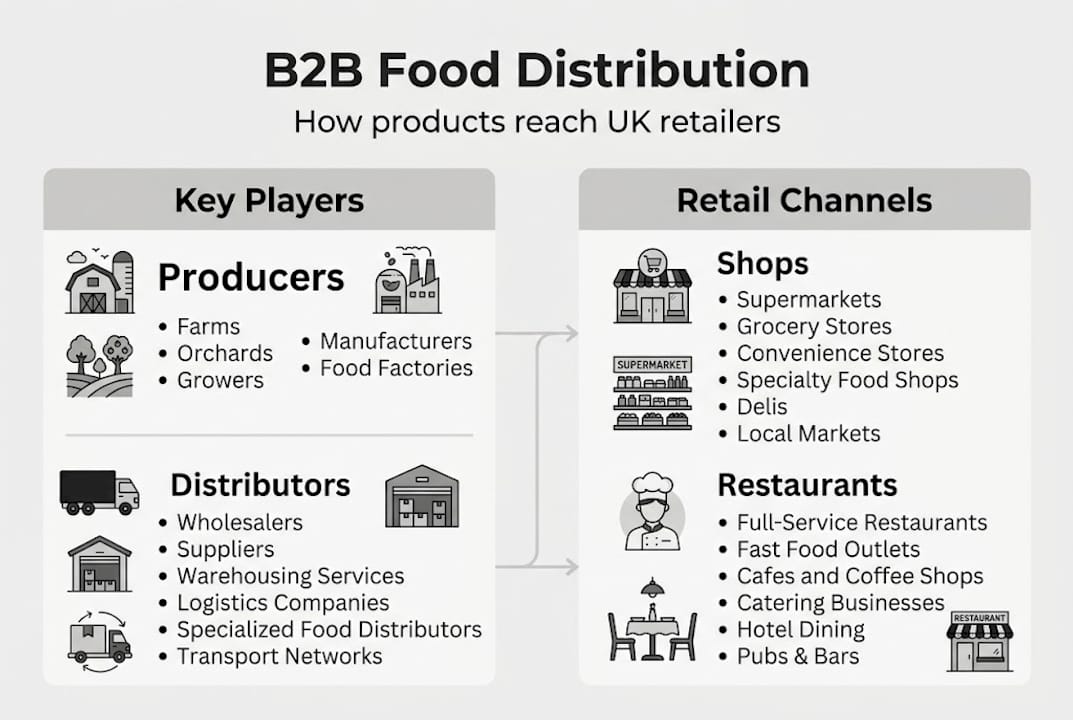 Infographic of B2B food distribution steps