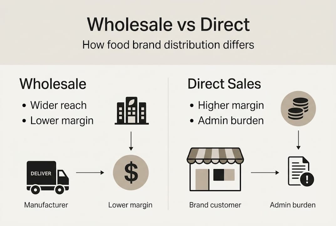 Infographic comparing wholesale and direct sales