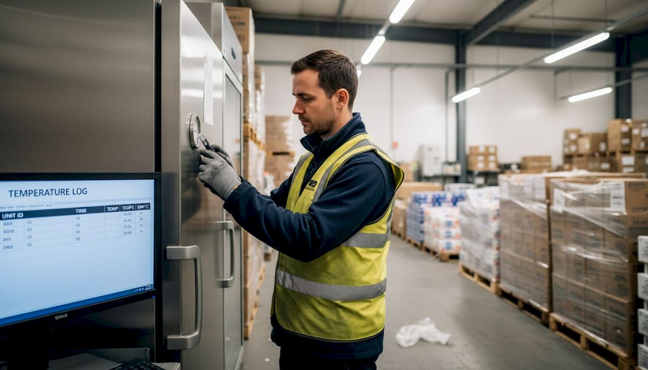 Worker monitoring chilled food logistics