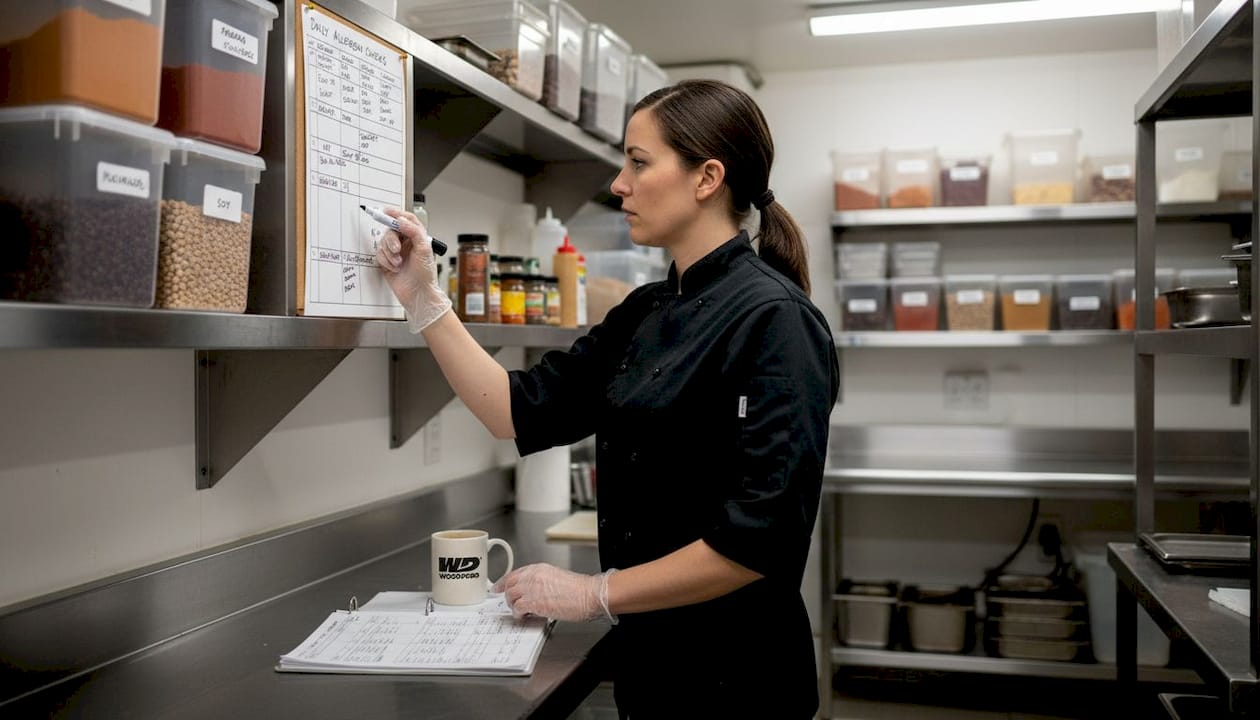 Team leader updates allergen compliance chart
