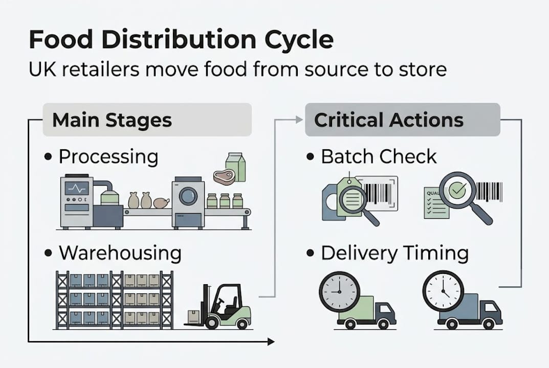 Infographic showing food distribution cycle steps
