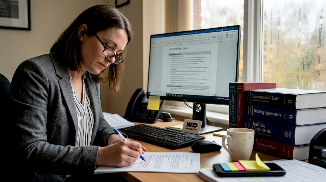 Lawyer marking up distributor contract draft
