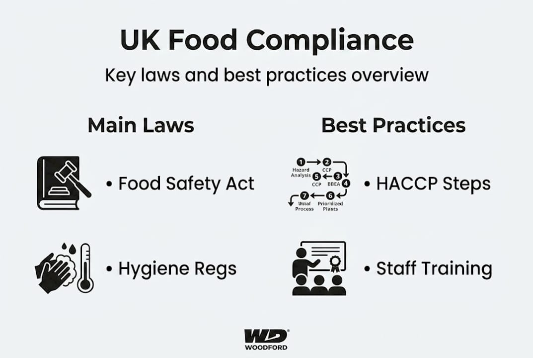 Infographic showing UK food compliance laws and practices