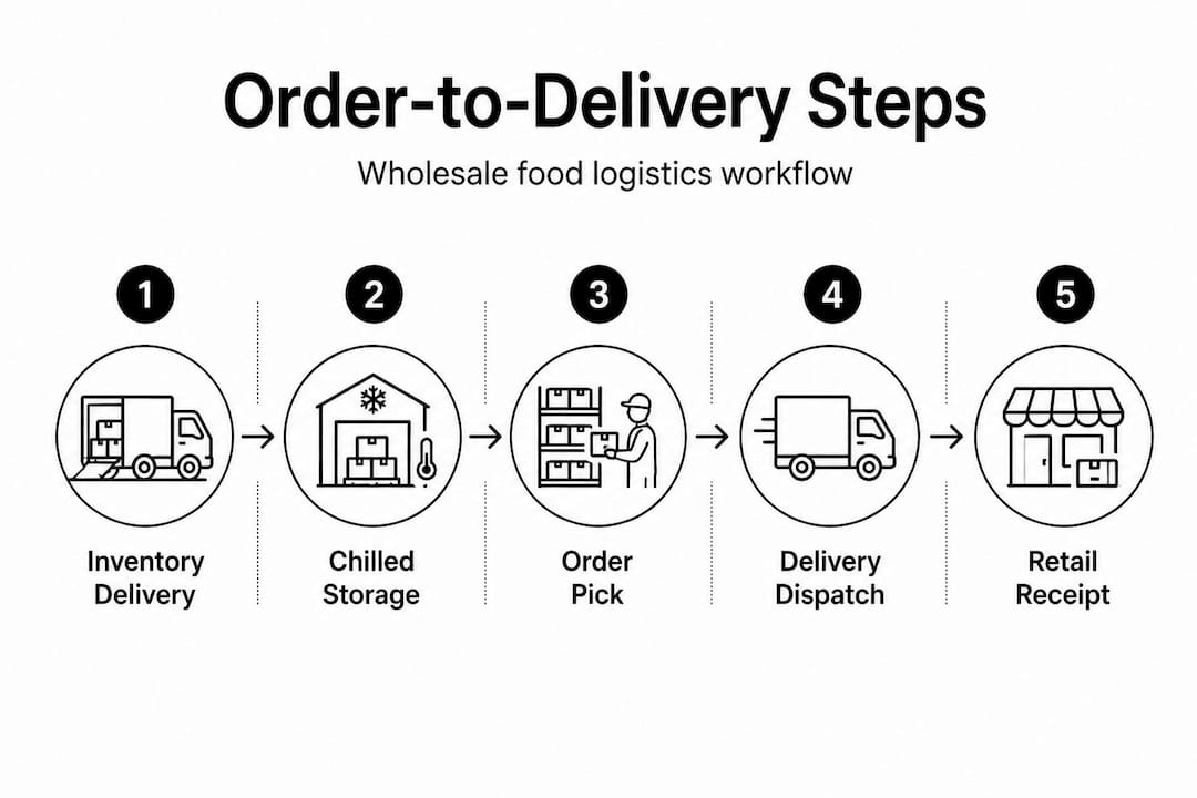 Infographic of wholesale order-to-delivery steps