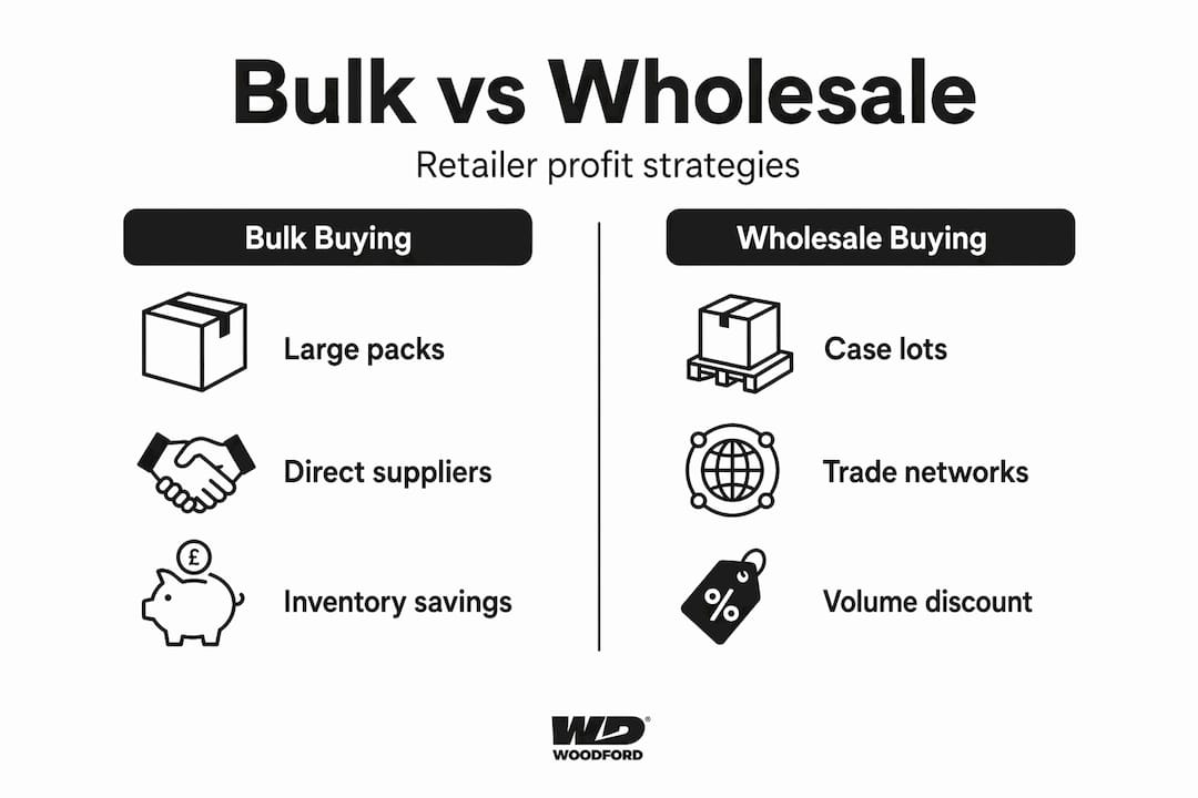 Infographic comparing bulk and wholesale buying
