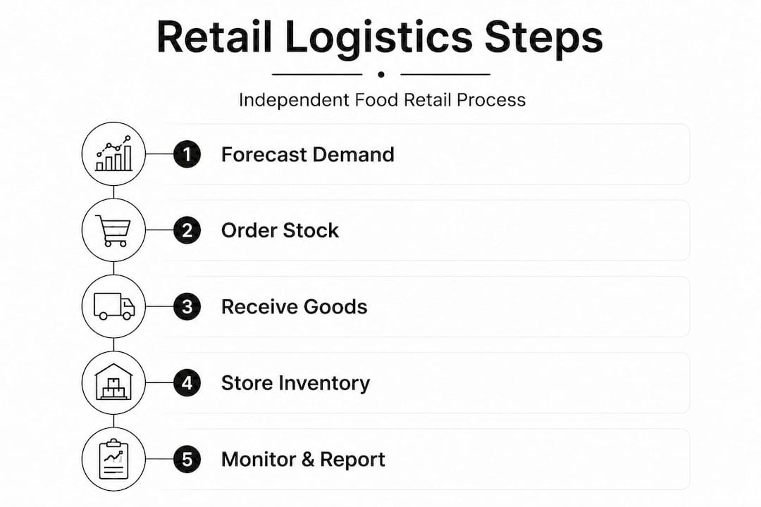 Infographic showing main retail logistics steps