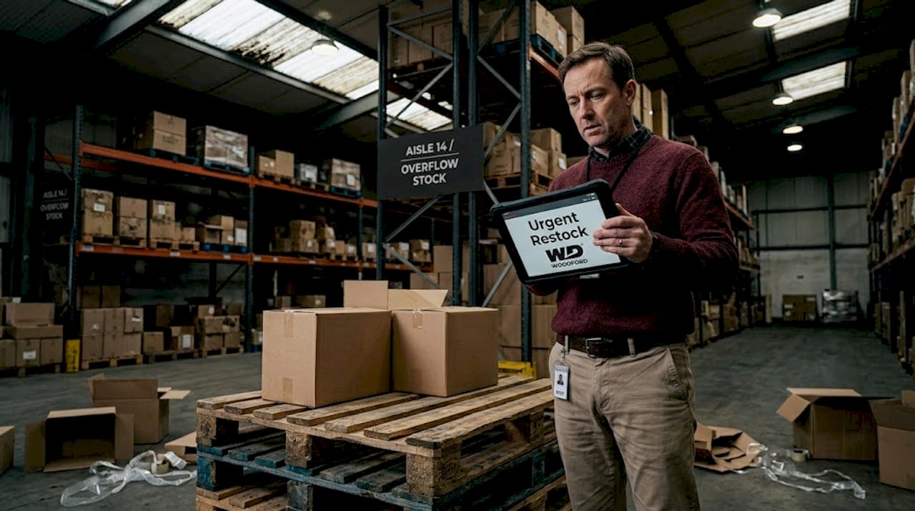 Retail supervisor handling low stock alert
