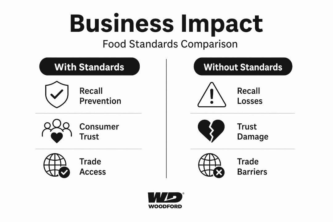 Infographic comparing business outcomes of food standards