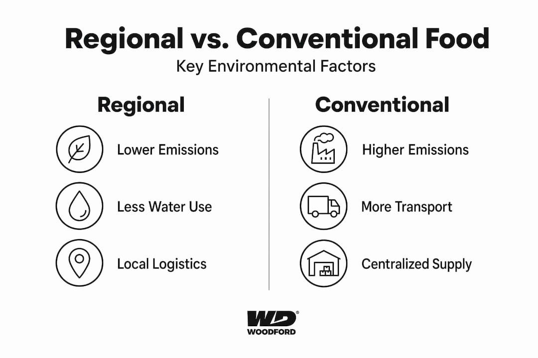 Infographic comparing regional and conventional food