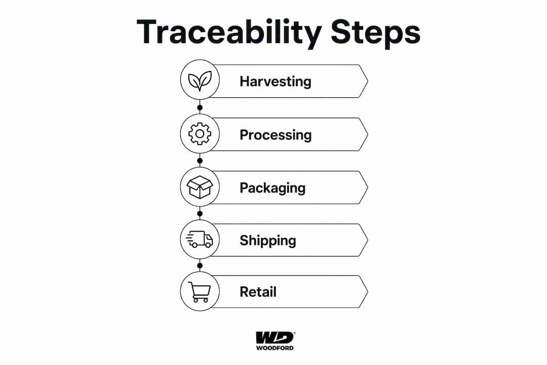 Infographic showing food traceability process steps