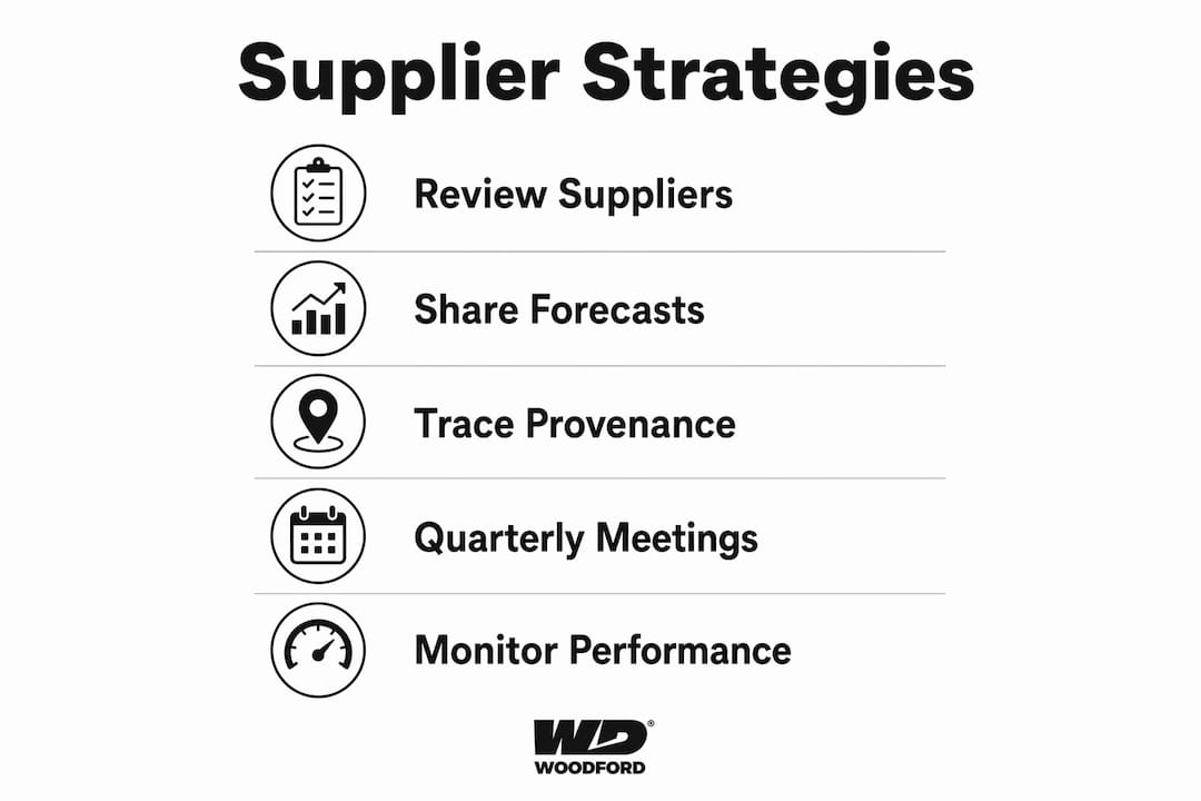 Infographic showing supplier relationship strategies with 5 steps