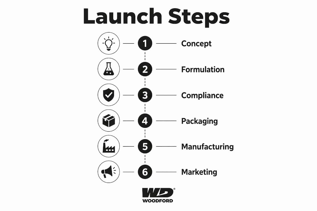 Infographic illustrating steps in food brand launch process