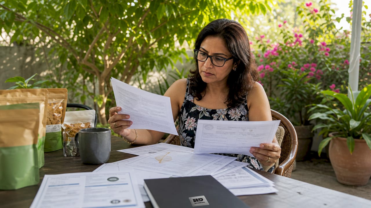 Person reviewing food certifications