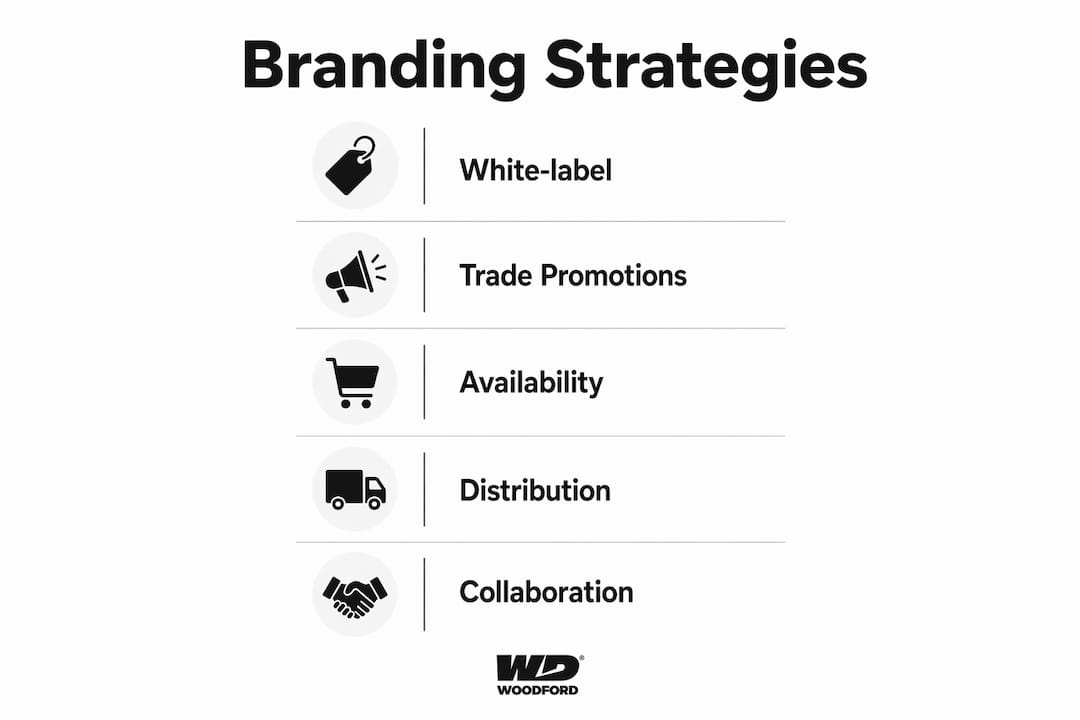 Infographic showing key branding strategies in wholesale