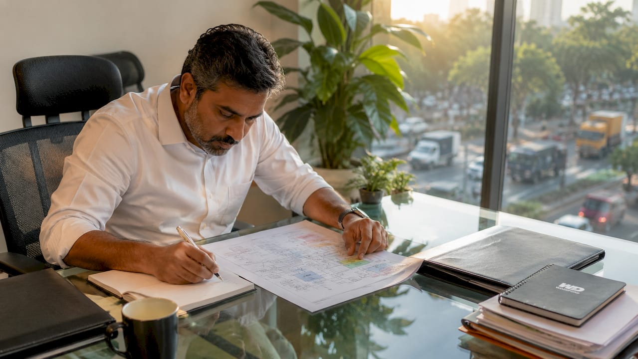 Logistics manager auditing technology systems