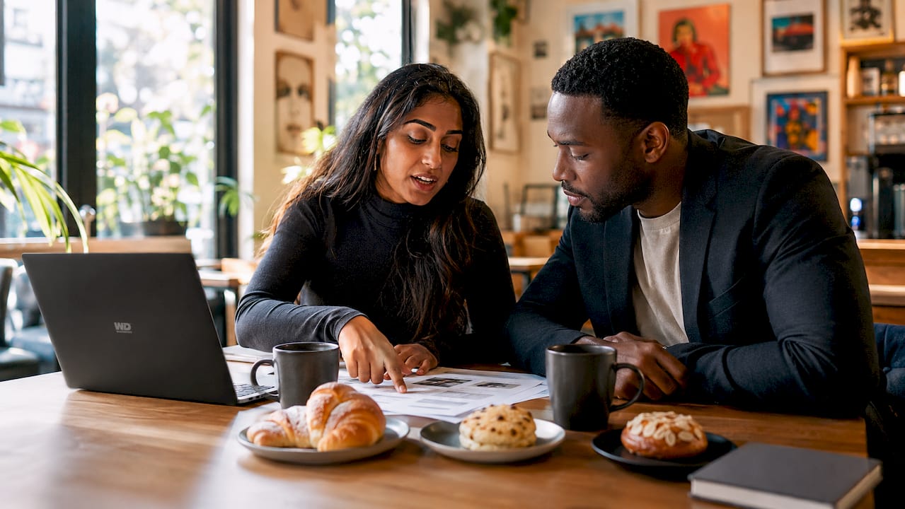 Entrepreneurs discussing food branding strategy