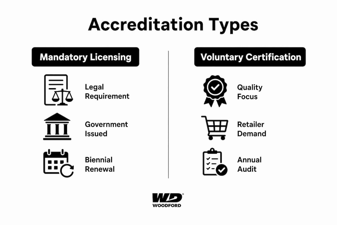 Infographic comparing mandatory and voluntary accreditation