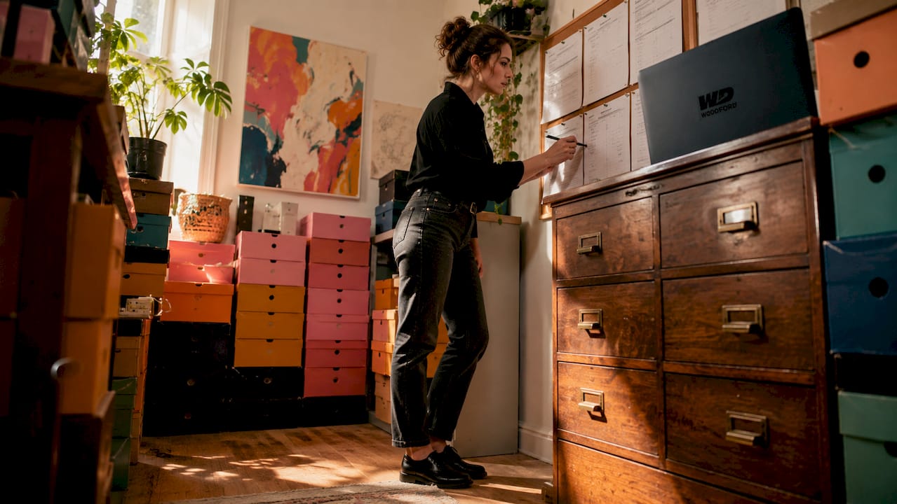 Retailer reviewing bulk purchase order