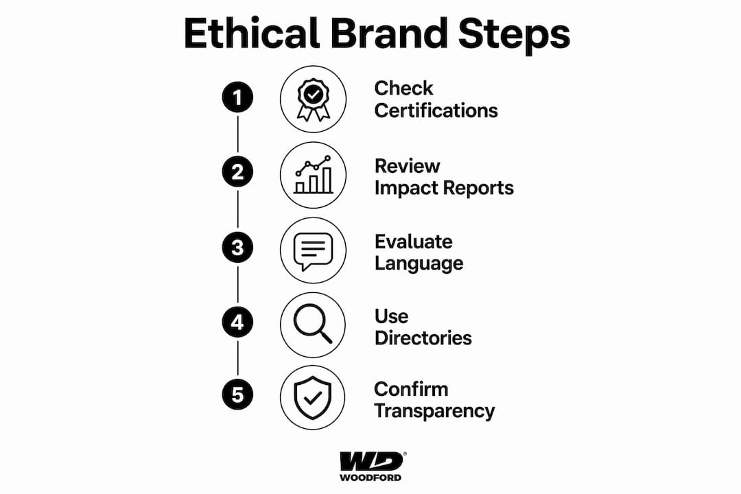 Infographic showing steps to identify ethical brands
