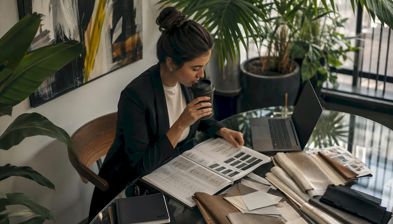 Retail buyer reviewing product samples