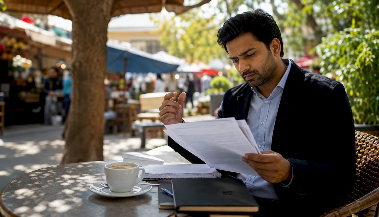 Man reviewing UK food compliance documents