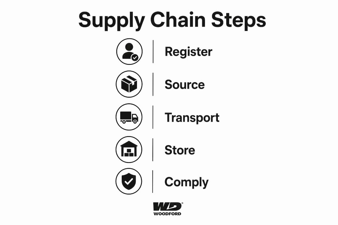 Infographic illustrating supply chain management steps