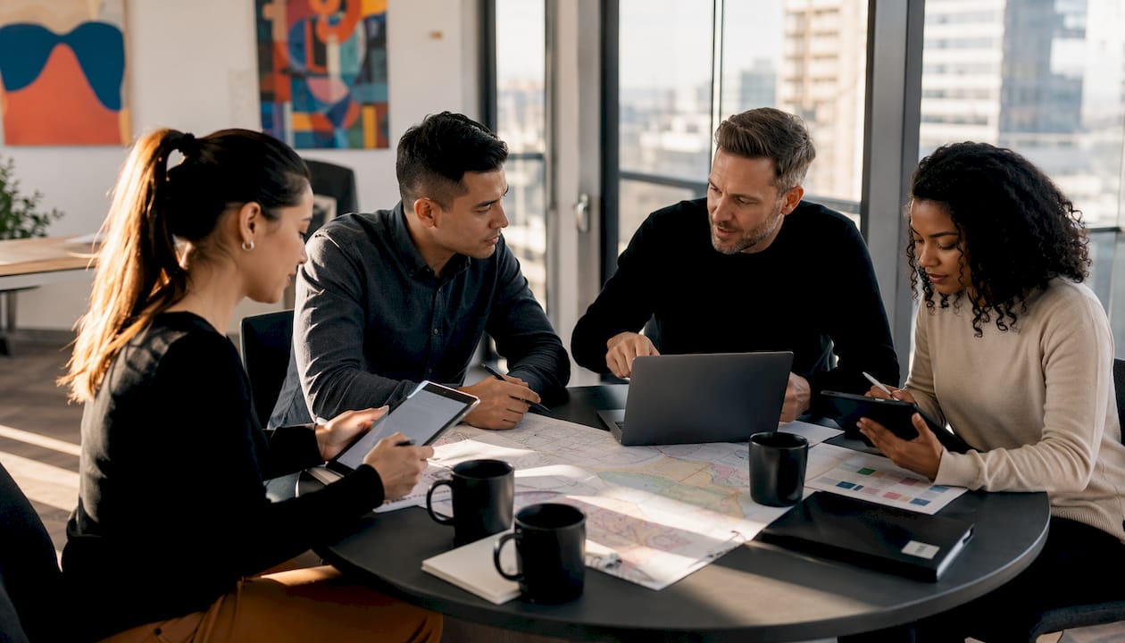 Retail team planning distribution strategy