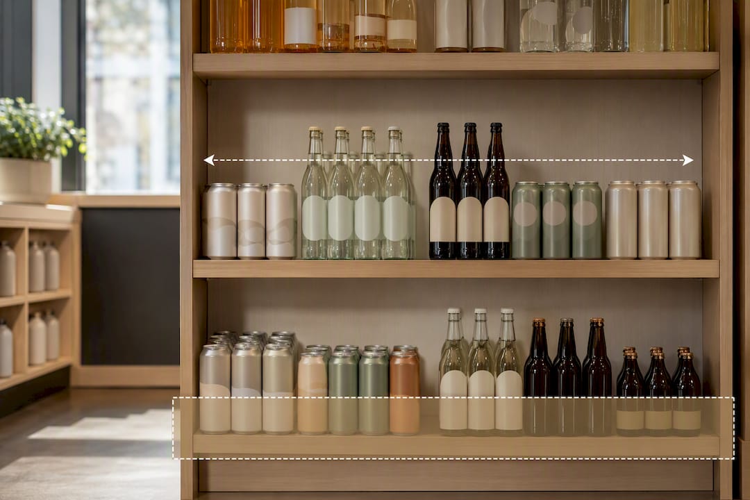 Eye level adjacent shelf placement