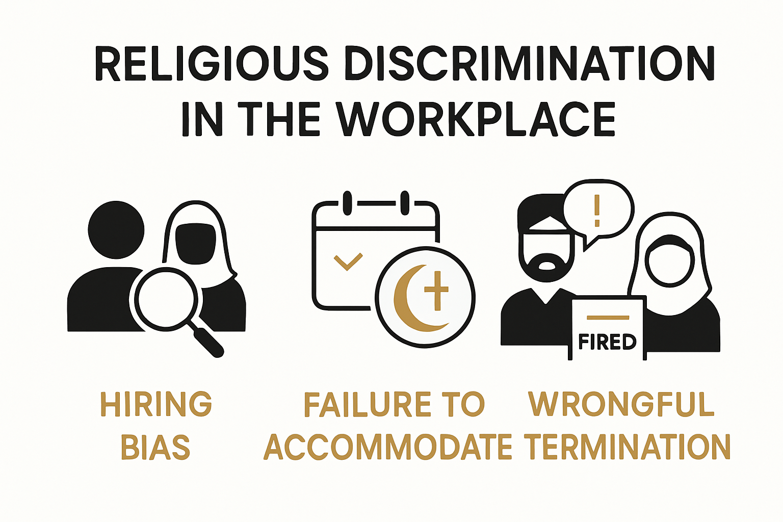 Examples of religious discrimination in the workplace infographic