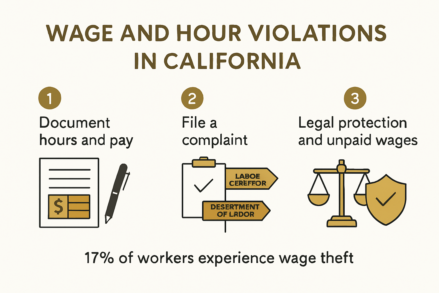 Infographic illustrating the California wage violation reporting process