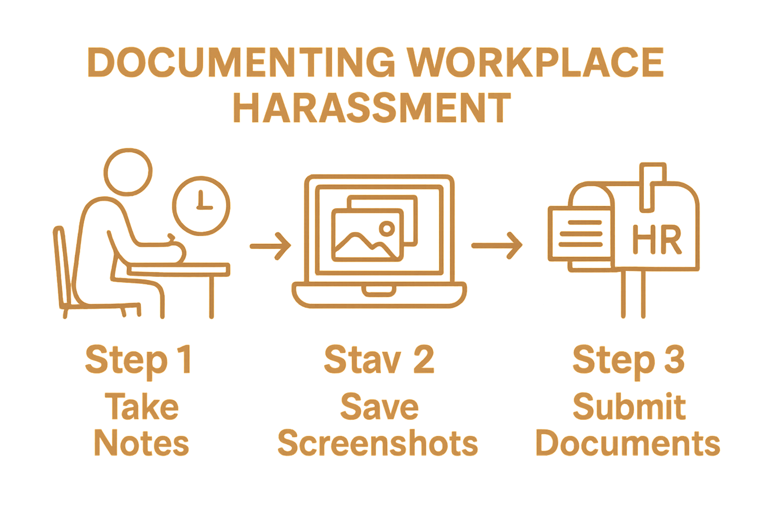Visual steps for documenting workplace harassment