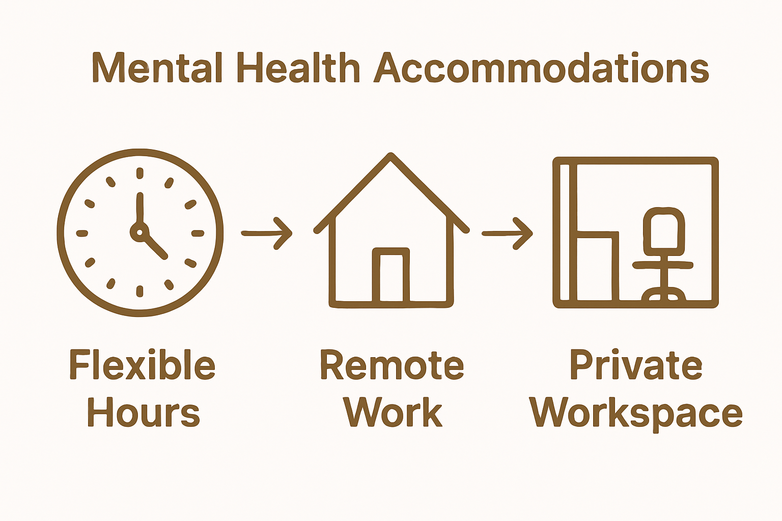 Icons comparing workplace accommodations for mental health