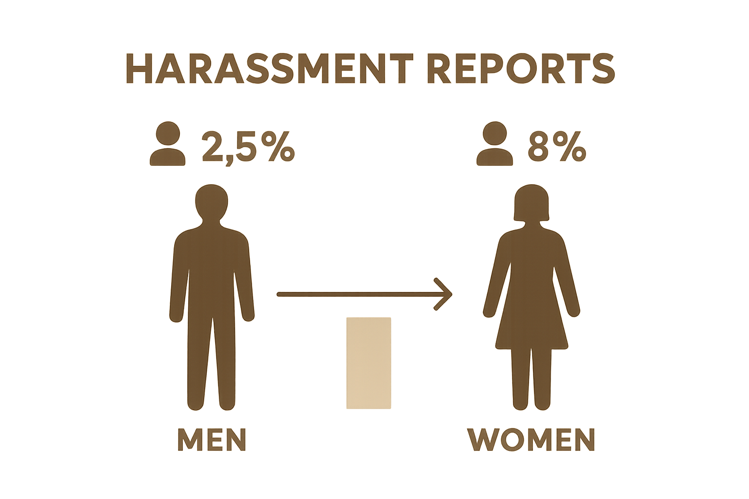 Comparison chart showing men and women as workplace harassment victims