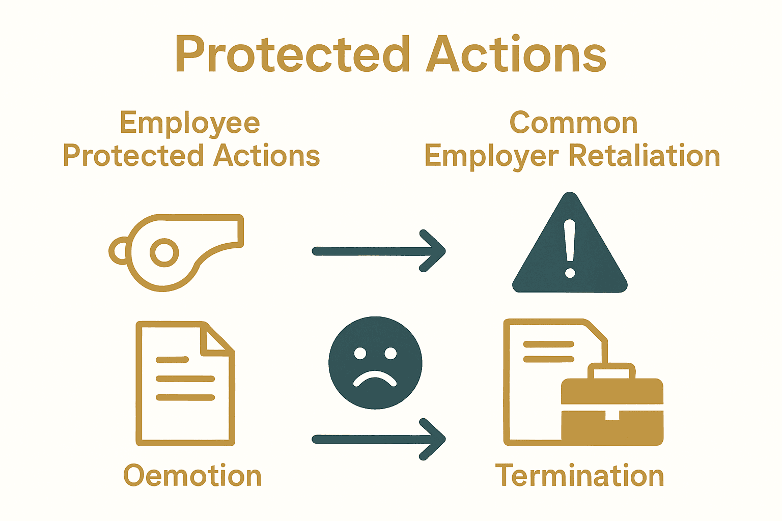 Infographic comparing whistleblower protected activities and employer retaliation types