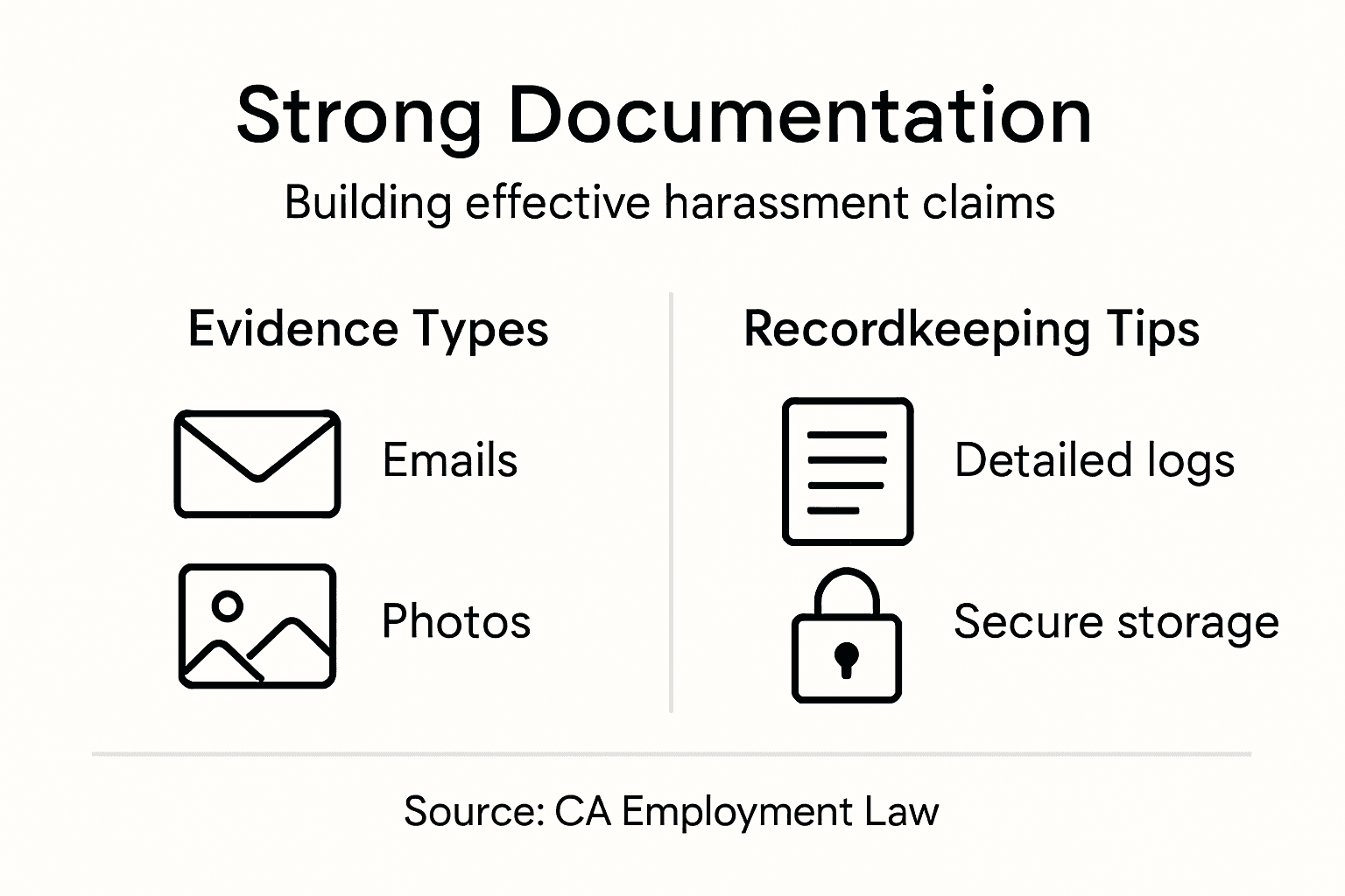 Infographic with evidence types and recordkeeping tips
