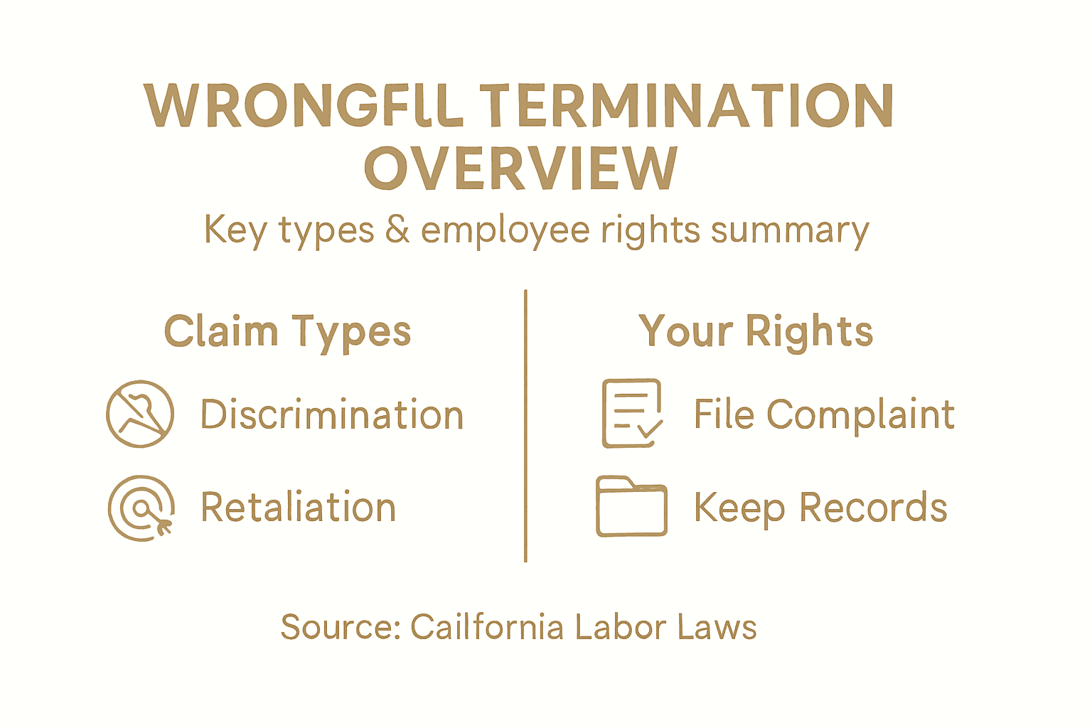 Infographic types of wrongful termination and rights