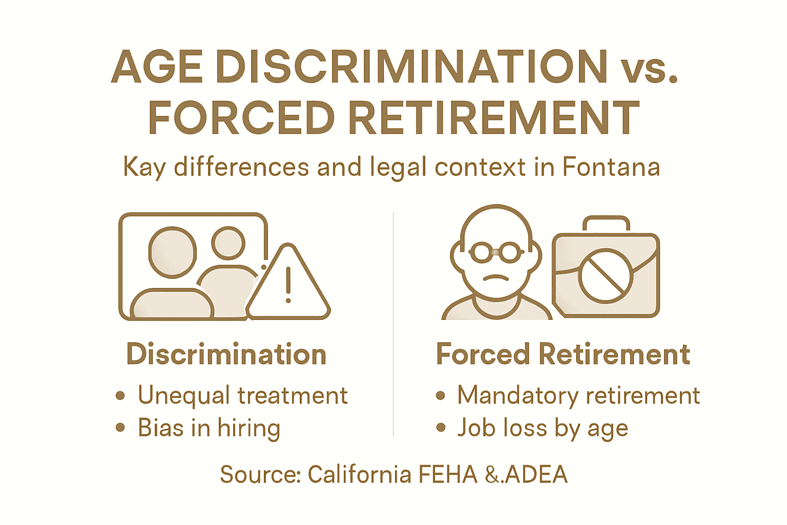 Infographic comparing age discrimination and forced retirement