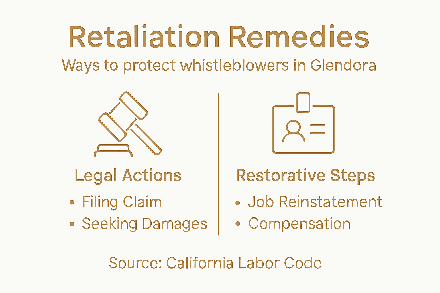 Infographic outlining remedies for whistleblower retaliation