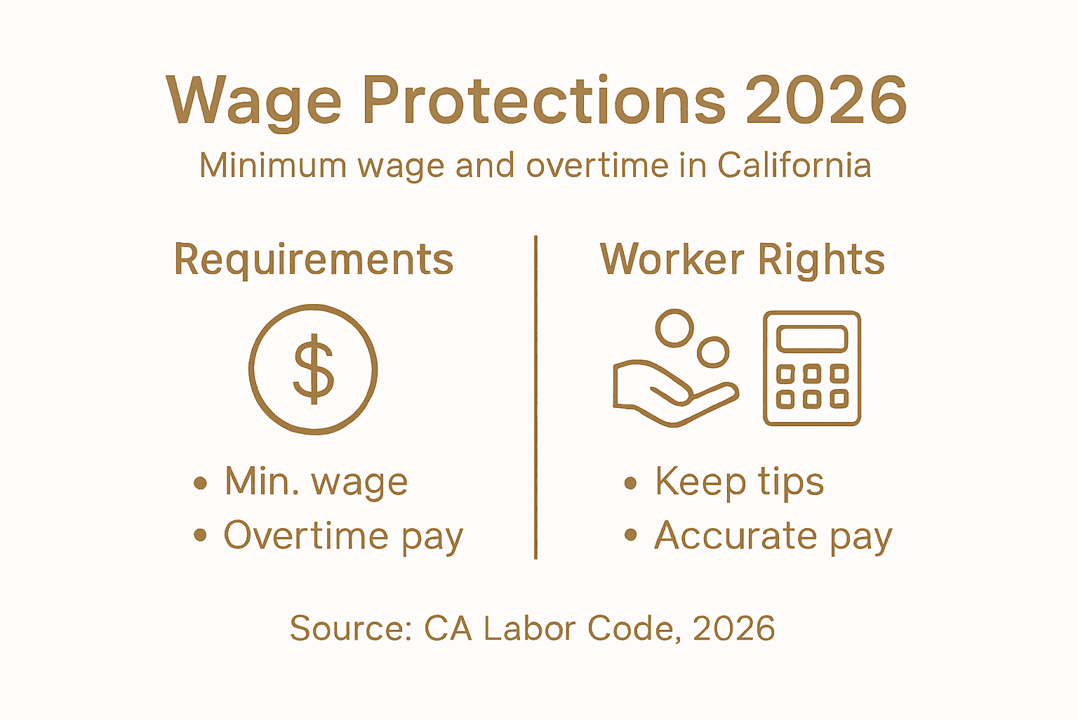 Infographic detailing wage protection requirements for 2026