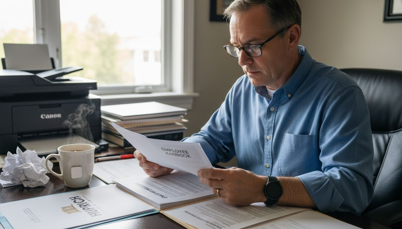 Man reviewing disability and leave paperwork