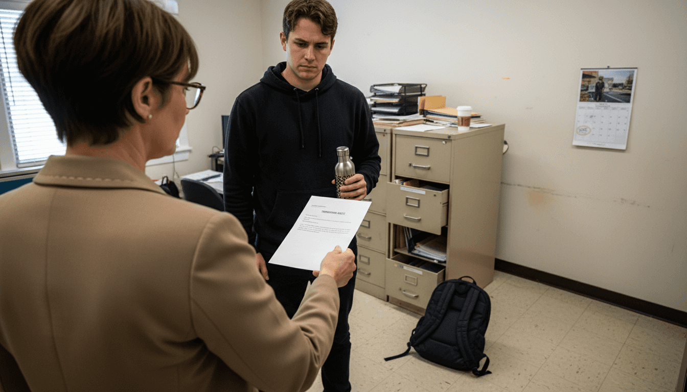 Manager handing termination letter to employee