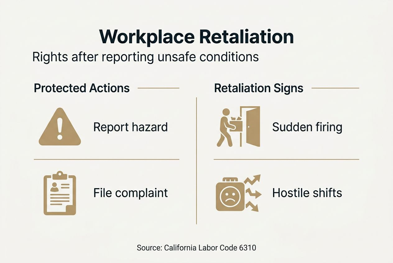 Infographic showing retaliation and legal rights overview