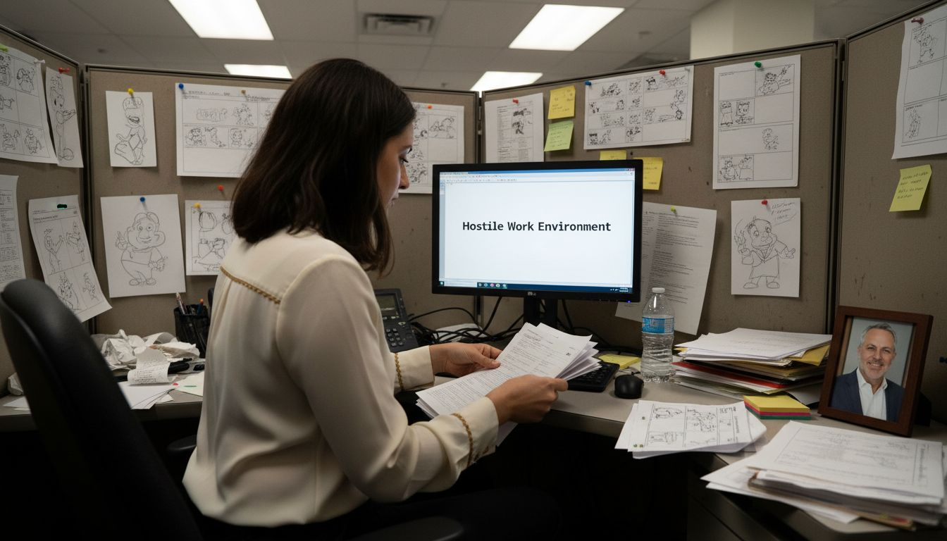 Employee documenting studio workplace harassment