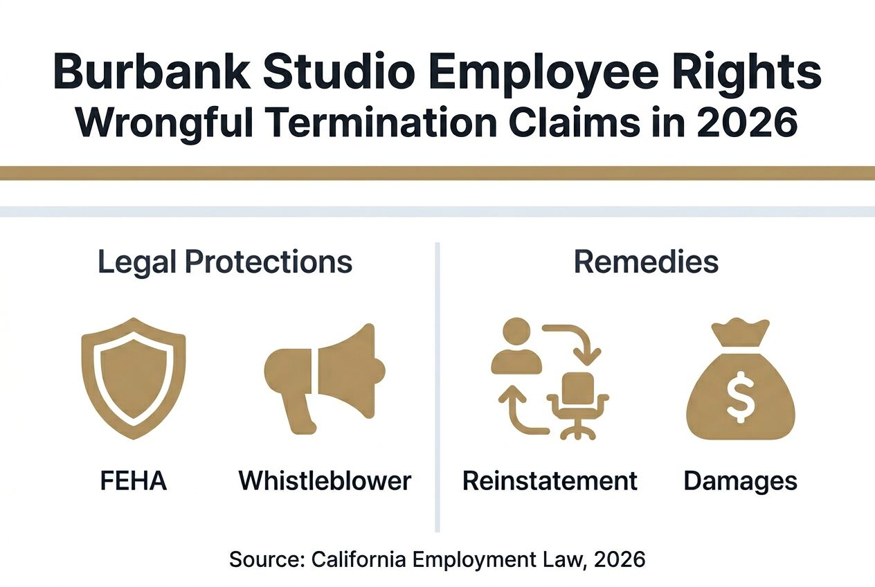 Infographic summarizing Burbank employee termination rights