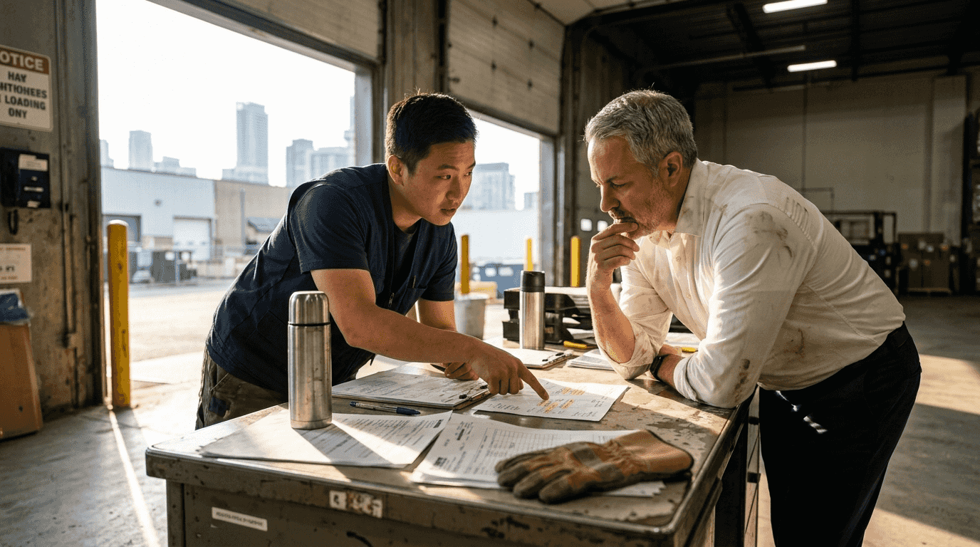 Supervisor and worker discuss disputed overtime pay
