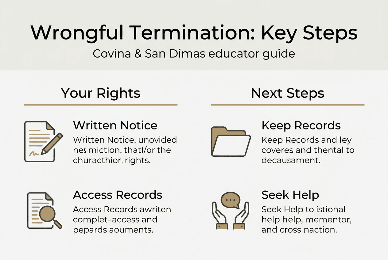 Infographic of wrongful termination steps and rights