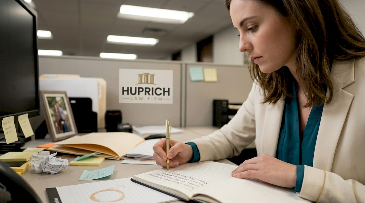 Employee documenting incident in workplace journal